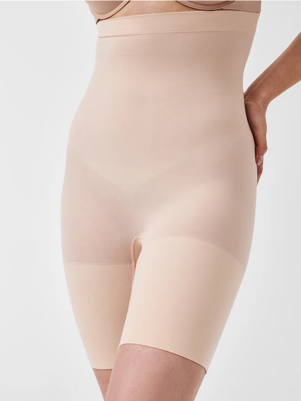 SPANX High-Waist Mid-Thigh Shaper Shorts in Nude